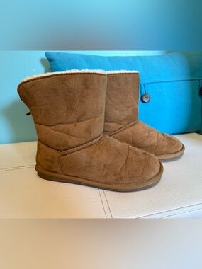 Joe Fresh Brown Suede-Look Faux Fur Lined Ankle Boots